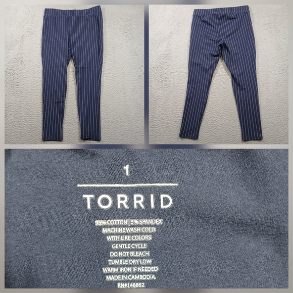 torrid Pants - Torrid Pinstripe Leggings Womens Size 1 Navy Blue Stretch